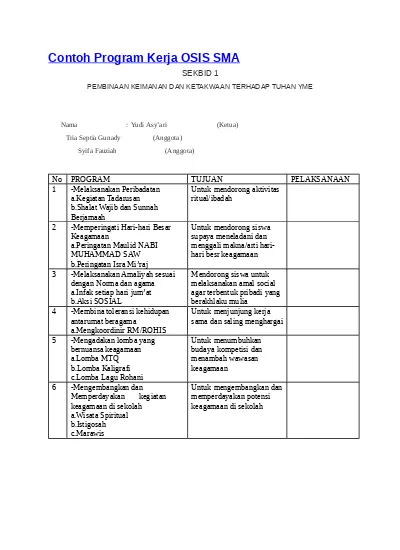 Detail Contoh Format Program Kerja Organisasi Nomer 12