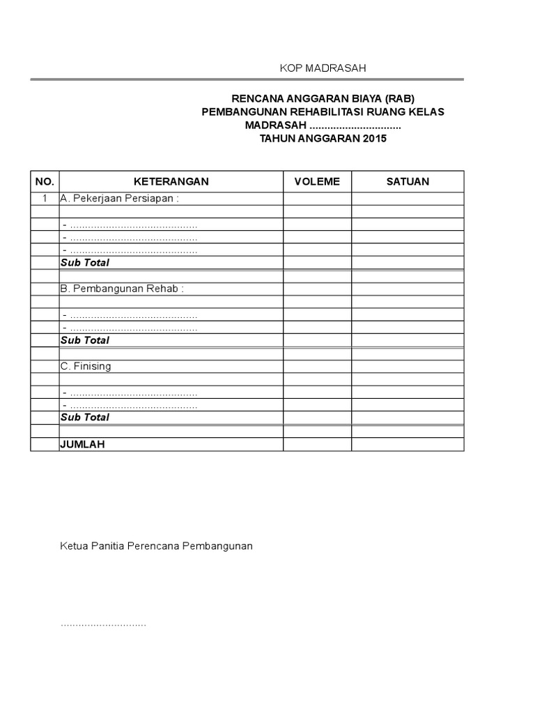 Detail Contoh Format Rab Nomer 23