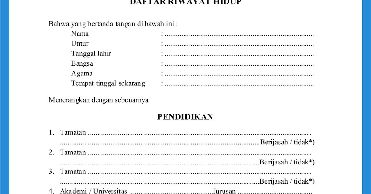 Detail Contoh Format Riwayat Hidup Nomer 41