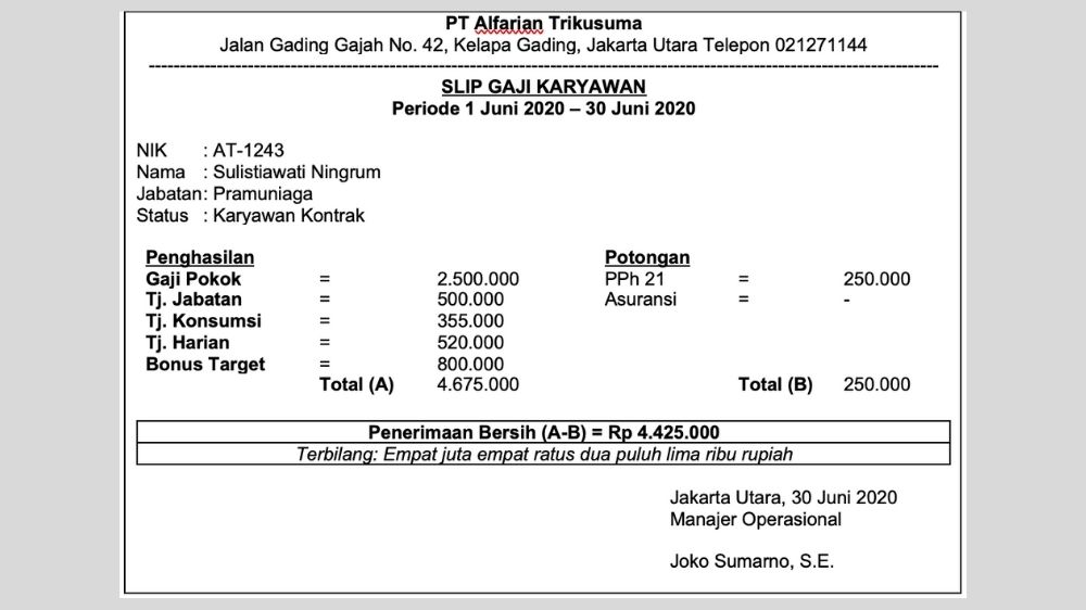 Detail Contoh Format Slip Gaji Nomer 13