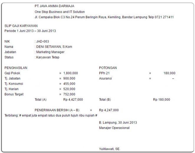 Detail Contoh Format Slip Gaji Nomer 19