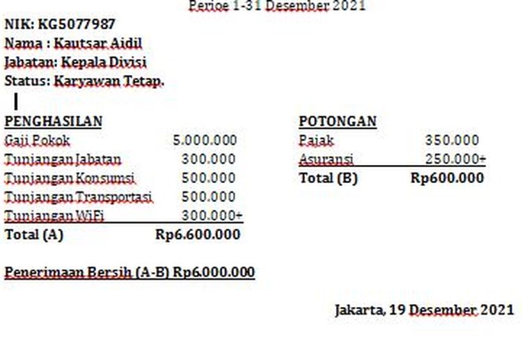 Detail Contoh Format Slip Gaji Nomer 20