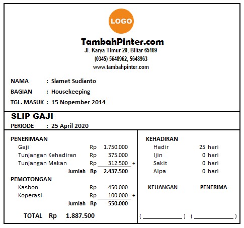 Detail Contoh Format Slip Gaji Nomer 25