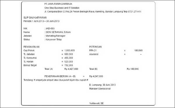 Detail Contoh Format Slip Gaji Nomer 28