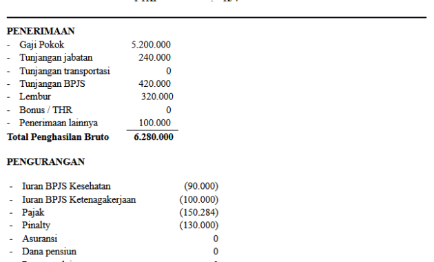 Detail Contoh Format Slip Gaji Nomer 32