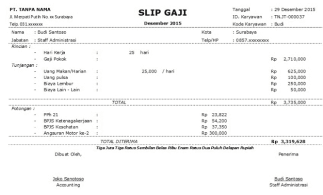 Detail Contoh Format Slip Gaji Nomer 35