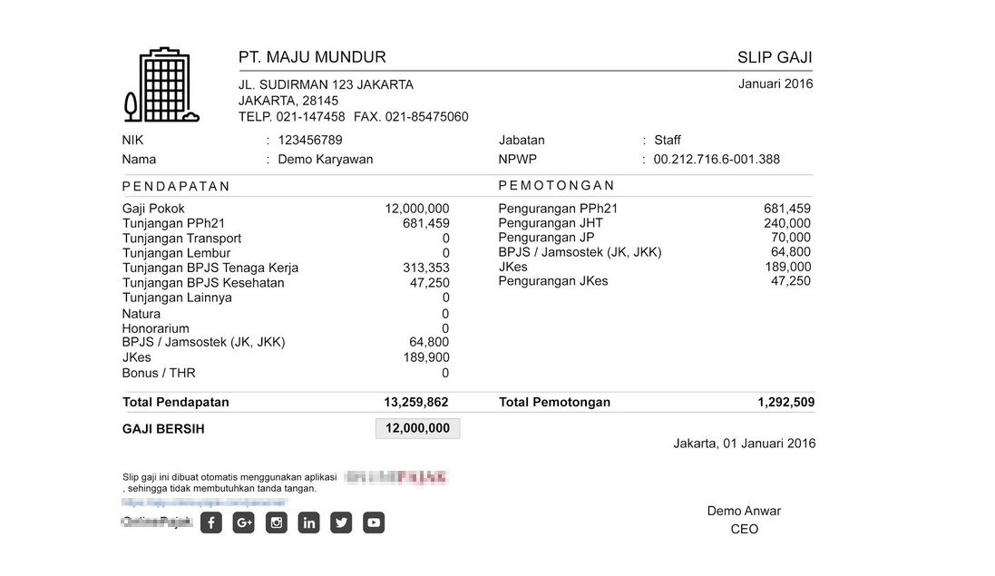 Detail Contoh Format Slip Gaji Nomer 43