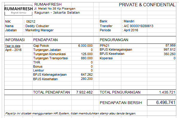 Detail Contoh Format Slip Gaji Nomer 45