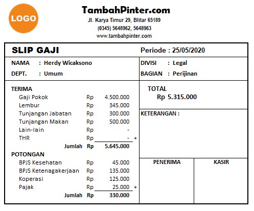 Detail Contoh Format Slip Gaji Nomer 46