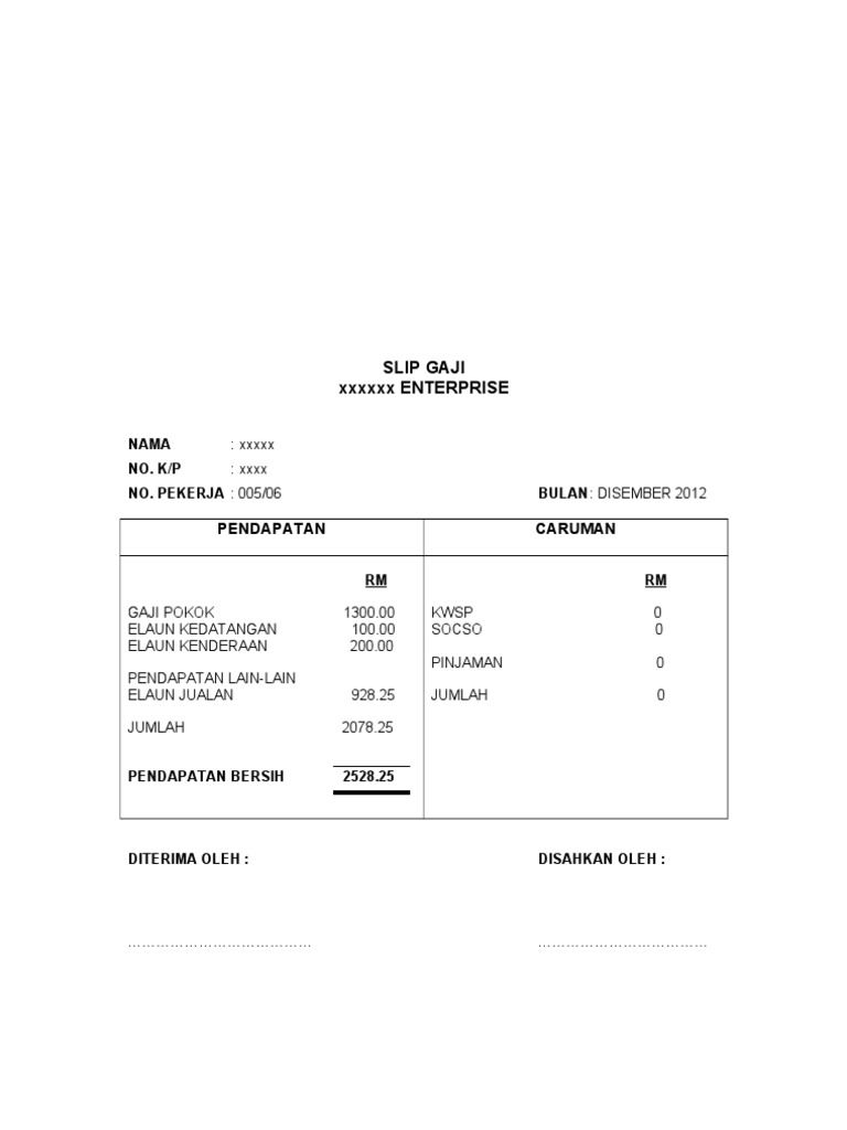 Detail Contoh Format Slip Gaji Nomer 8