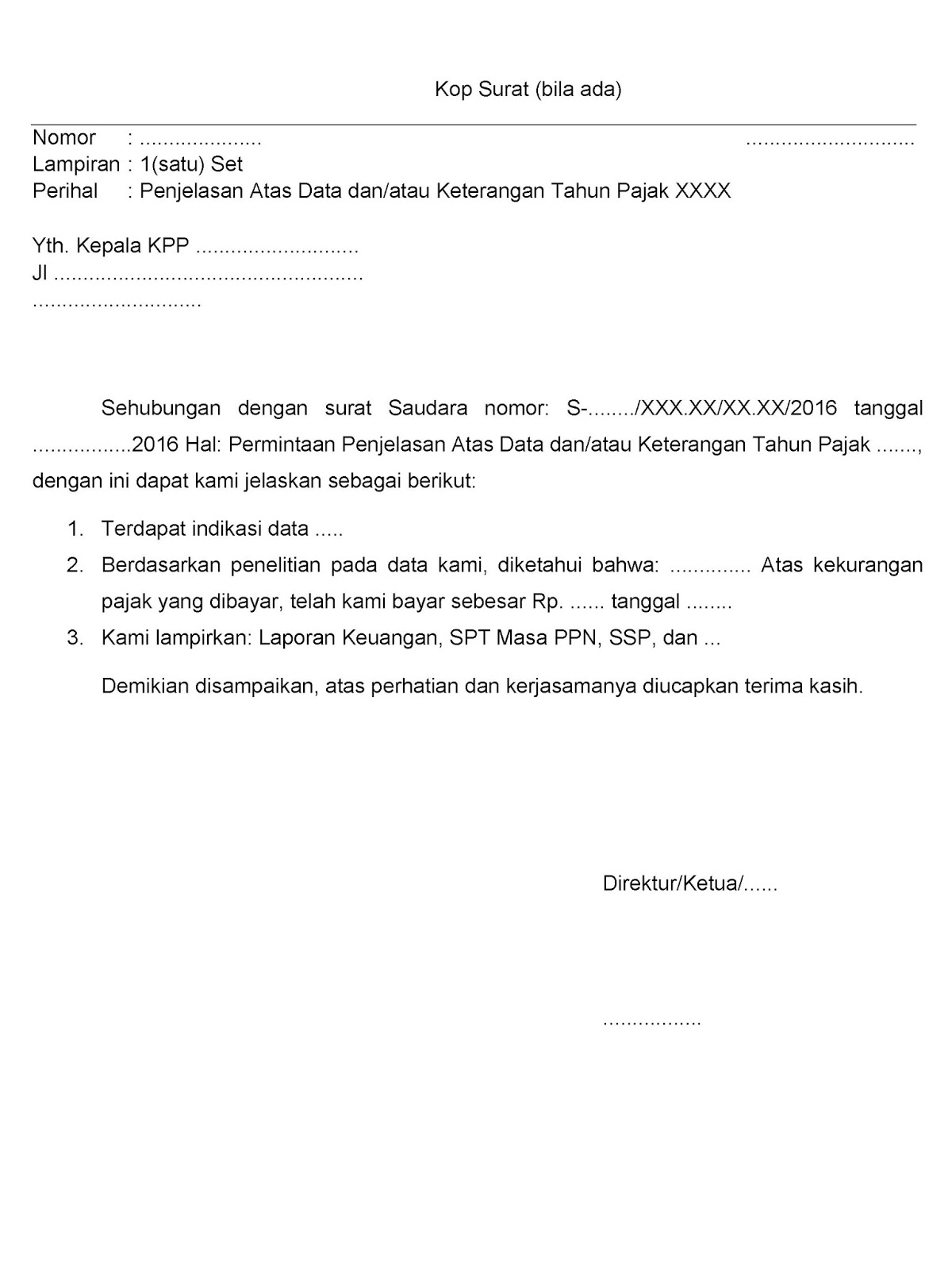 Detail Contoh Format Surat Balasan Ke Kantor Pajak Nomer 2