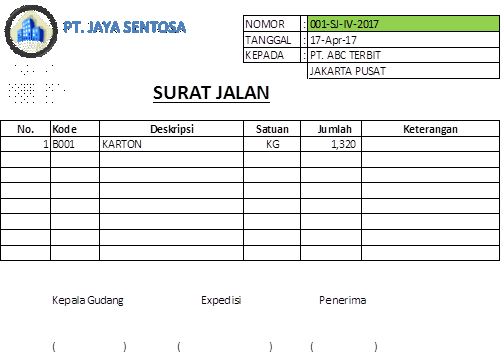Detail Contoh Format Surat Jalan Nomer 16