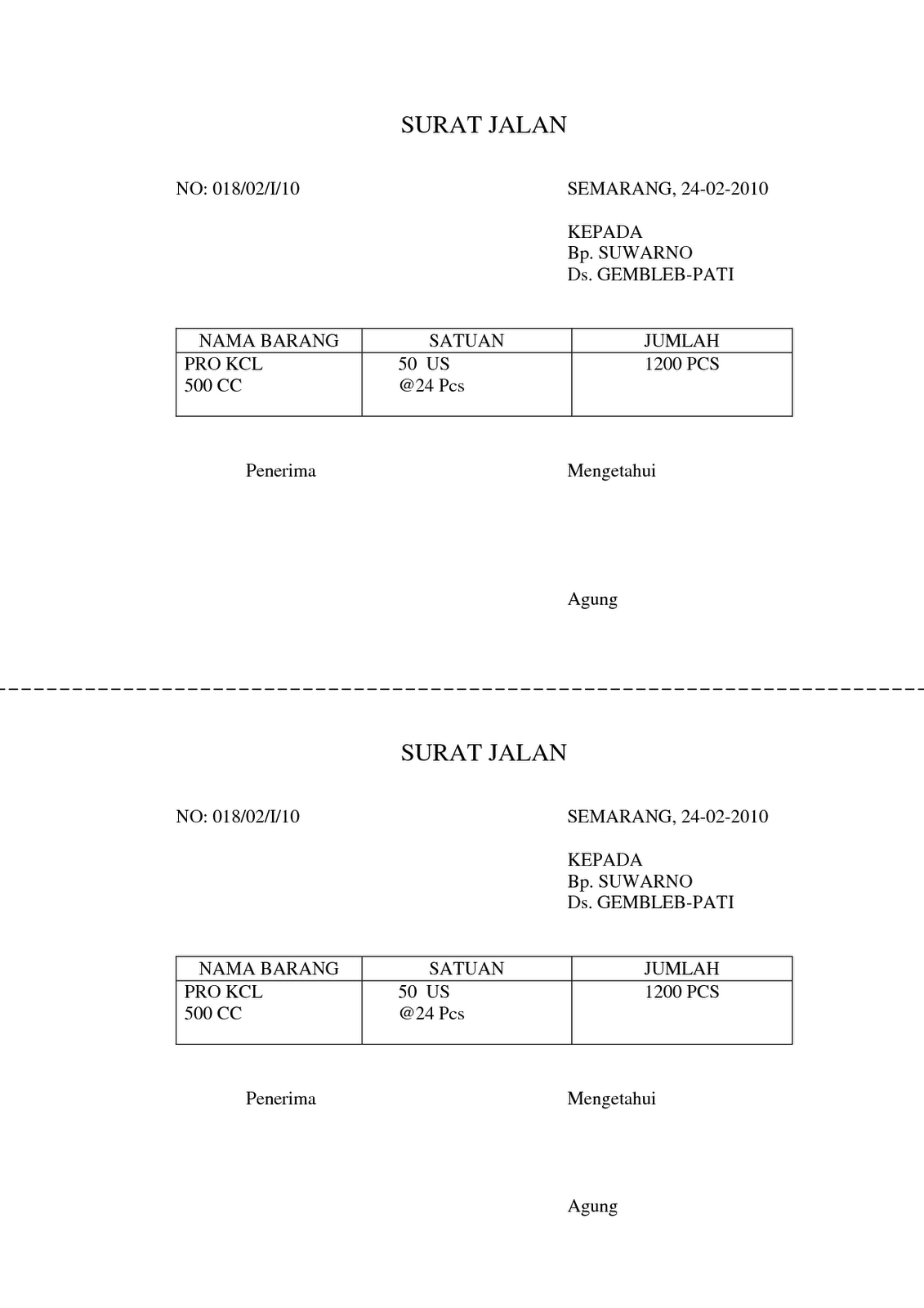 Detail Contoh Format Surat Jalan Nomer 21