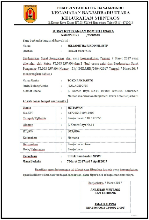 Detail Contoh Format Surat Keterangan Domisili Nomer 28