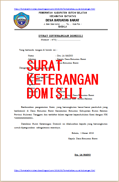 Detail Contoh Format Surat Keterangan Domisili Nomer 33