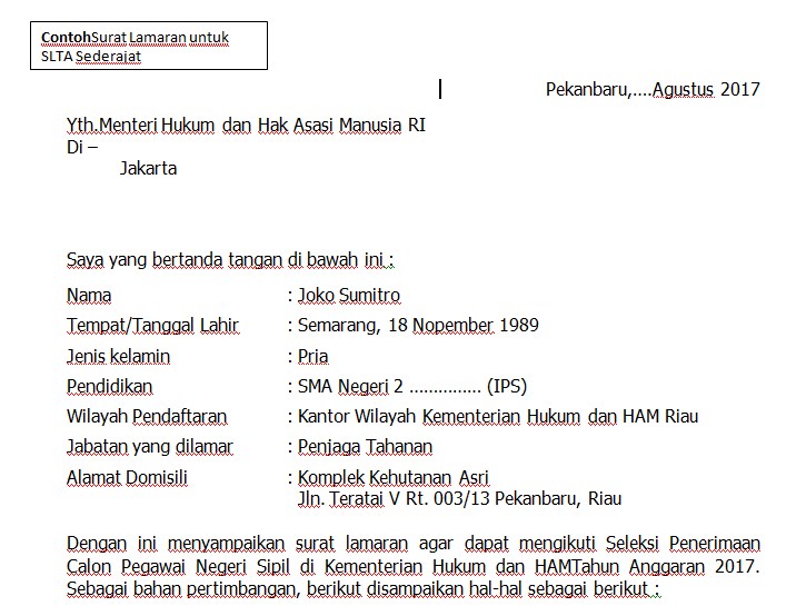 Detail Contoh Format Surat Lamaran Nomer 34