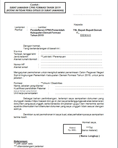 Detail Contoh Format Surat Lamaran Cpns 2018 Nomer 18