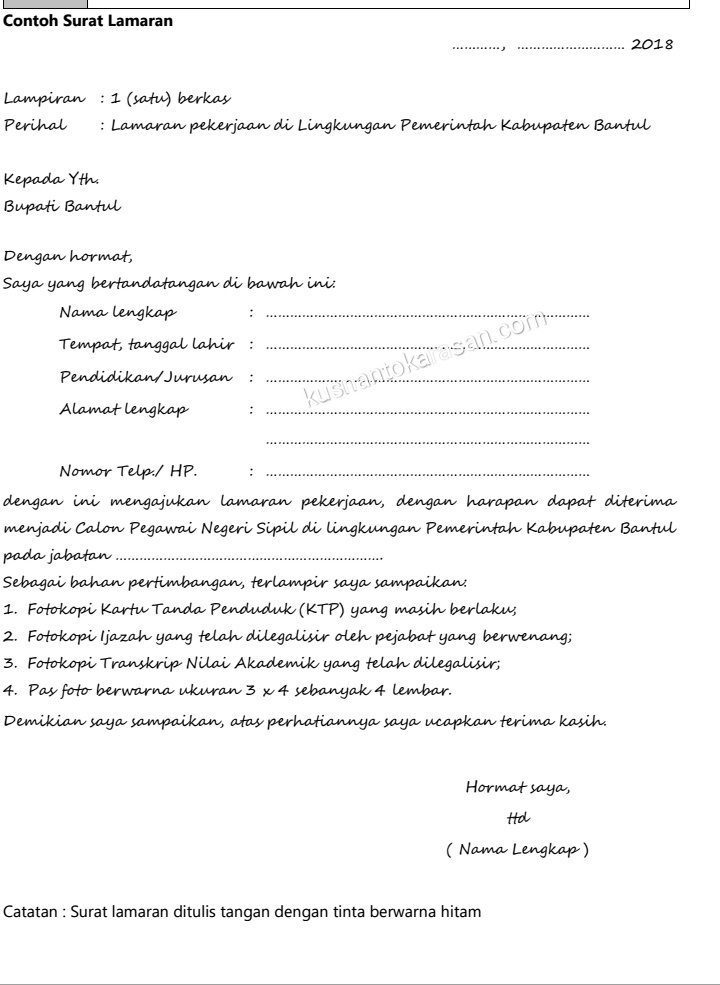 Detail Contoh Format Surat Lamaran Cpns 2018 Nomer 43