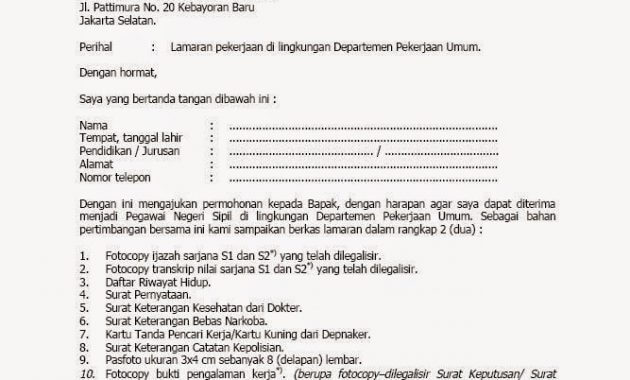 Detail Contoh Format Surat Lamaran Kerja Yang Baik Dan Benar Nomer 38