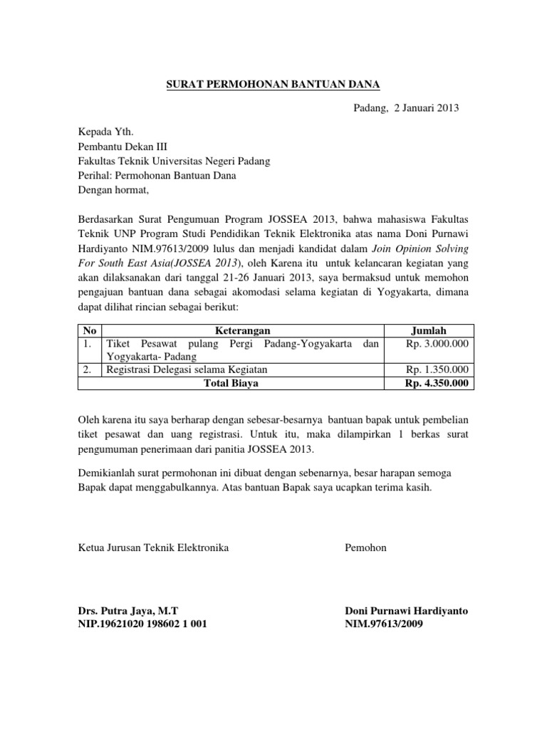 Detail Contoh Format Surat Pengajuan Dana Nomer 14