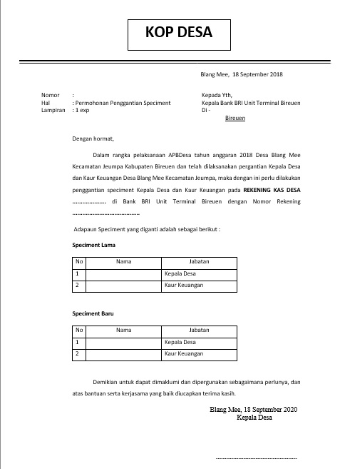 Detail Contoh Format Surat Pergantian Antar Waktu Nomer 14