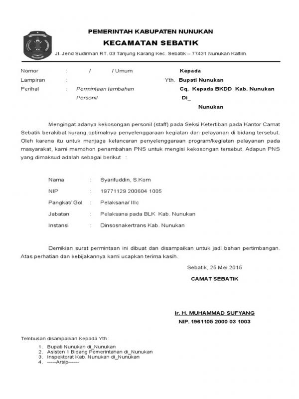 Detail Contoh Format Surat Pergantian Antar Waktu Nomer 15