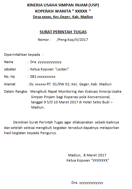 Detail Contoh Format Surat Perintah Tugas Nomer 23