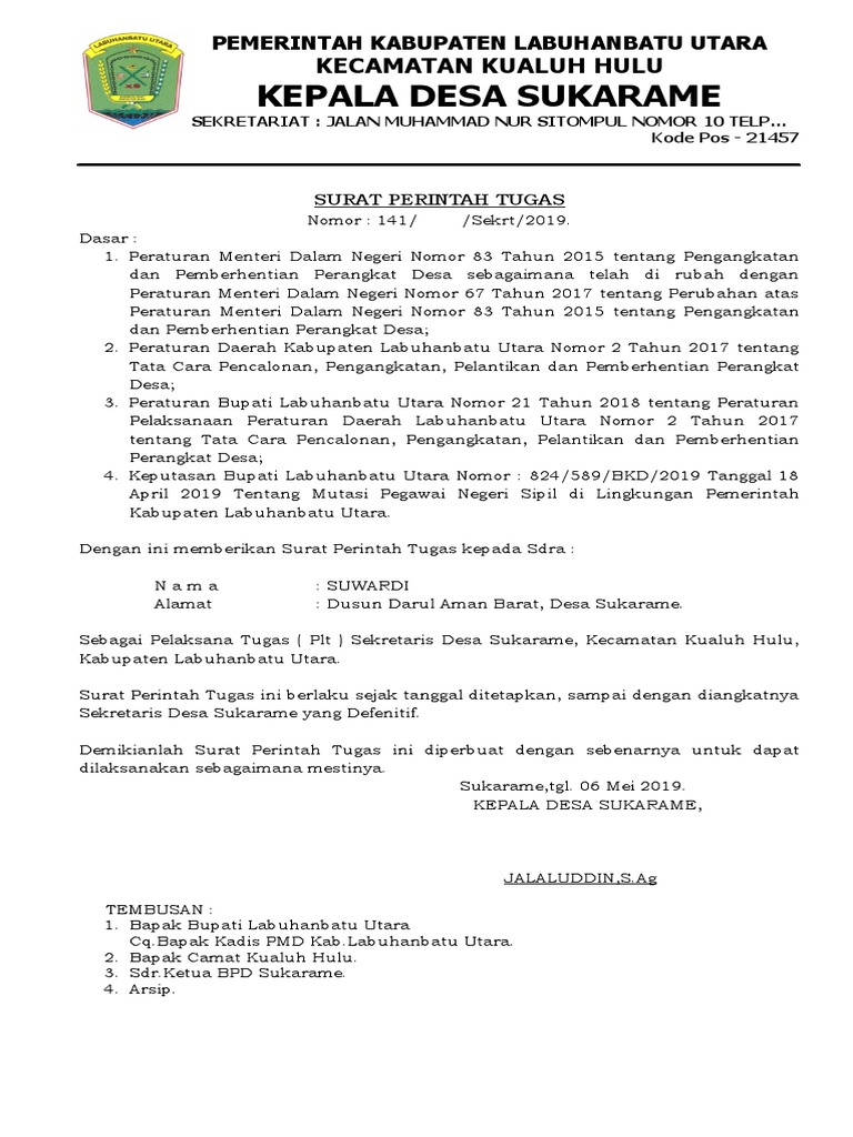 Detail Contoh Format Surat Perintah Tugas Nomer 55