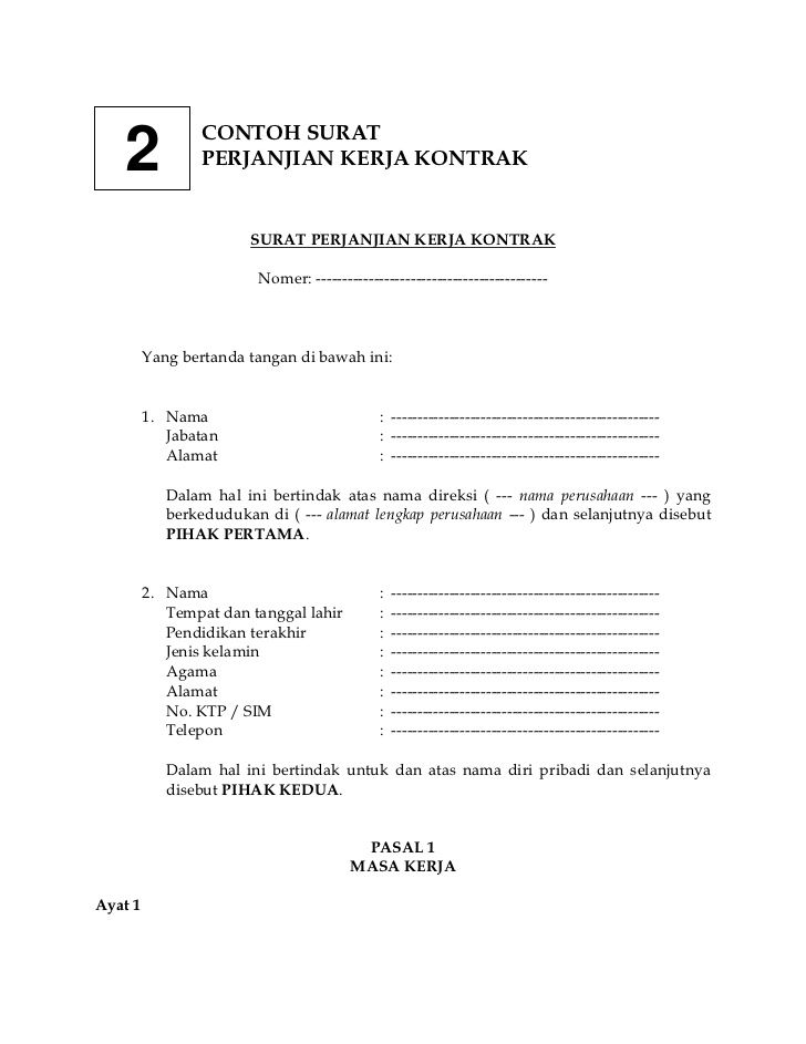 Detail Contoh Format Surat Perjanjian Kerja Nomer 10