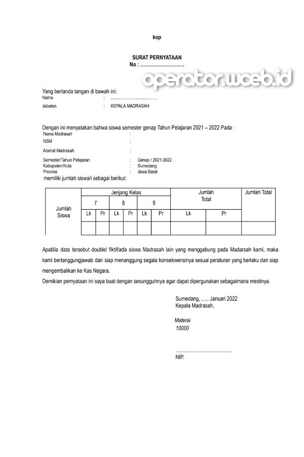 Detail Contoh Format Surat Pernyataan Koleksi Nomer