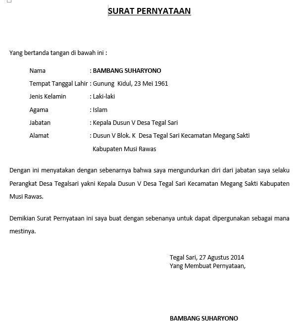 Detail Contoh Format Surat Resign Nomer 42