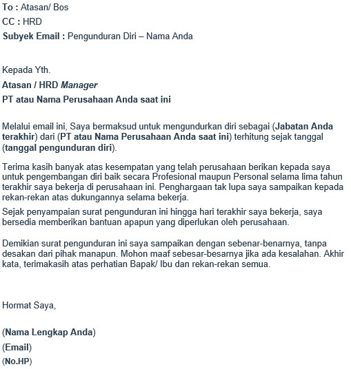 Detail Contoh Format Surat Resign Nomer 49