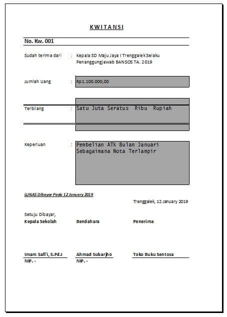 Detail Contoh Format Surat Tanda Terima Uang Nomer 48