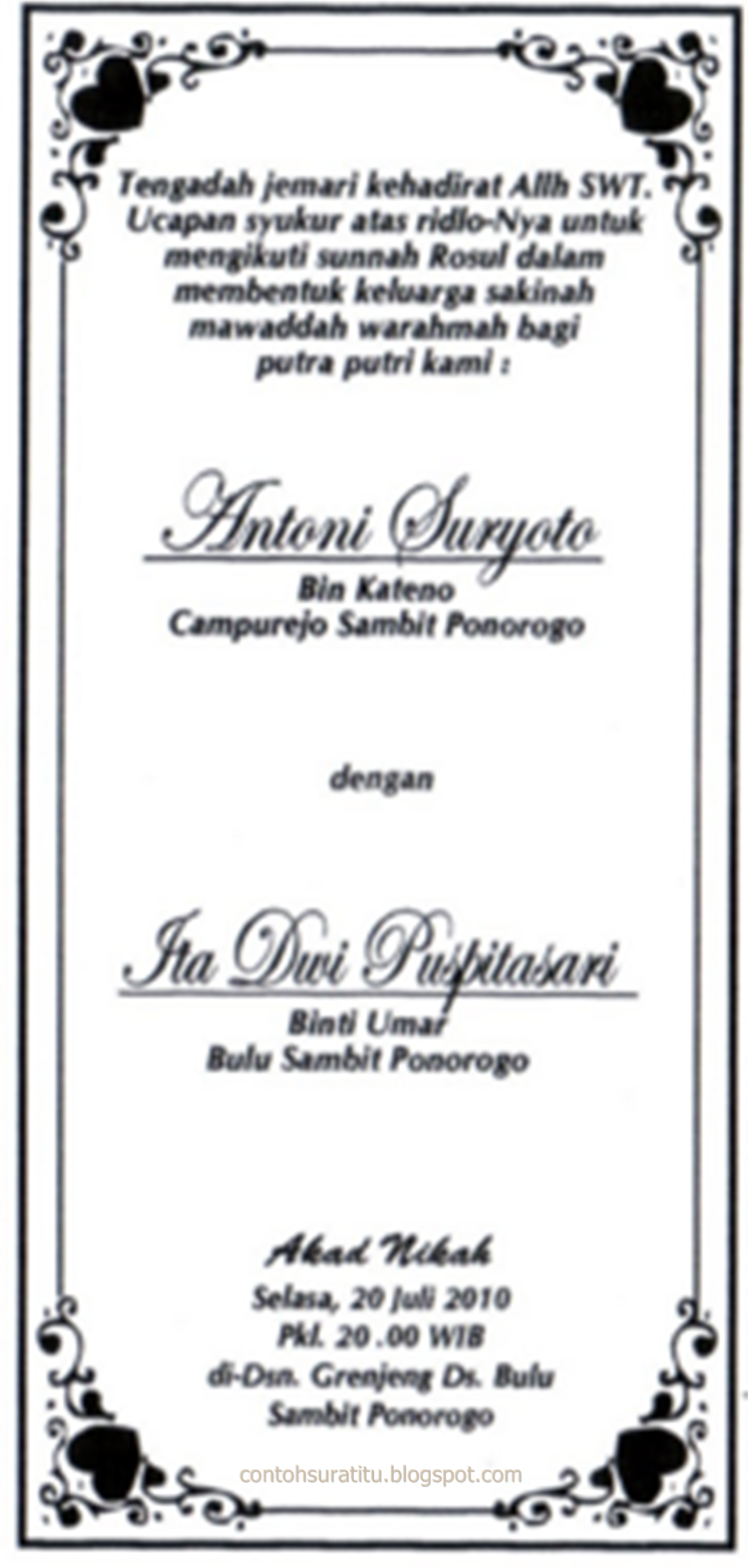 Detail Contoh Format Undangan Pernikahan Koleksi Nomer 48