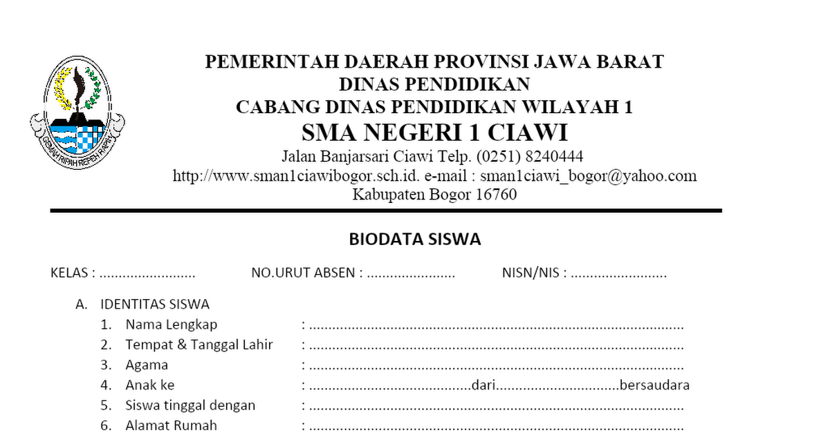 Detail Contoh Formulir Biodata Diri Lengkap Koleksi Nomer 25