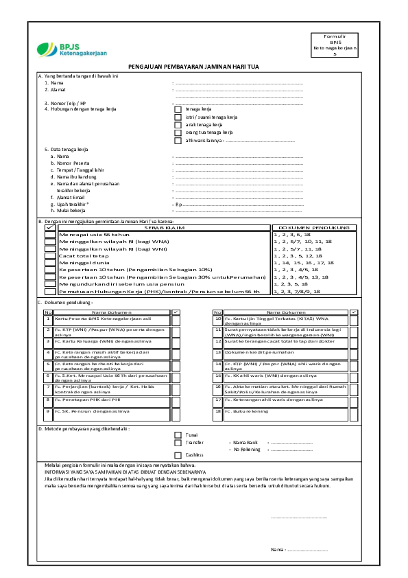 Detail Contoh Formulir Bpjs Yang Sudah Diisi Nomer 21