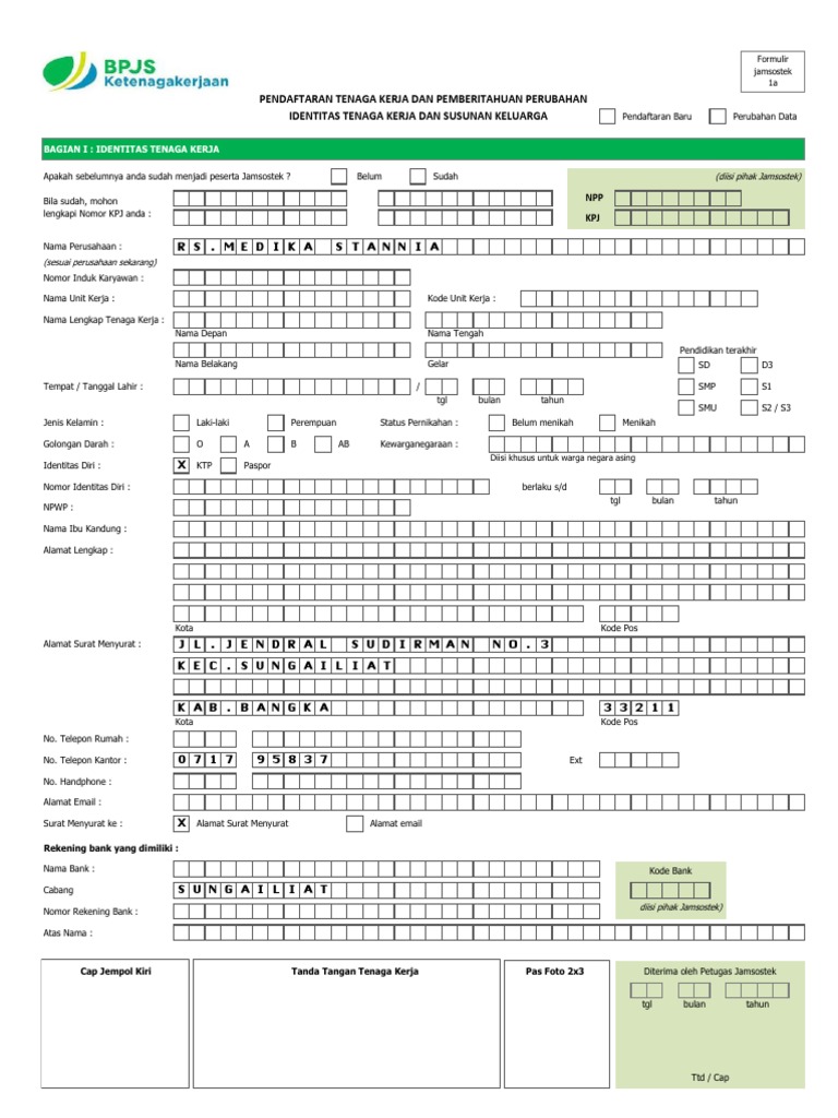 Detail Contoh Formulir Bpjs Yang Sudah Diisi Nomer 23