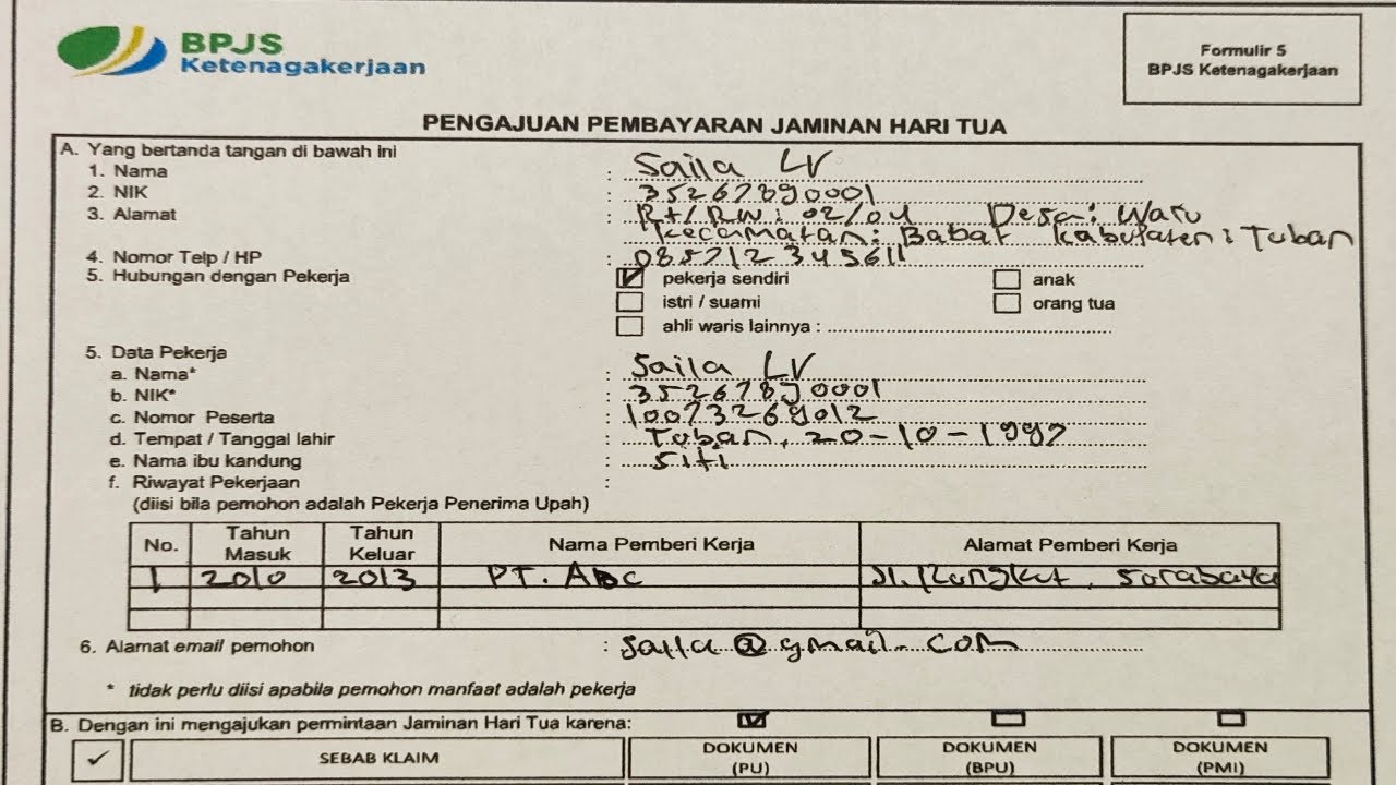 Contoh Formulir Bpjs Yg Sudah Diisi - KibrisPDR