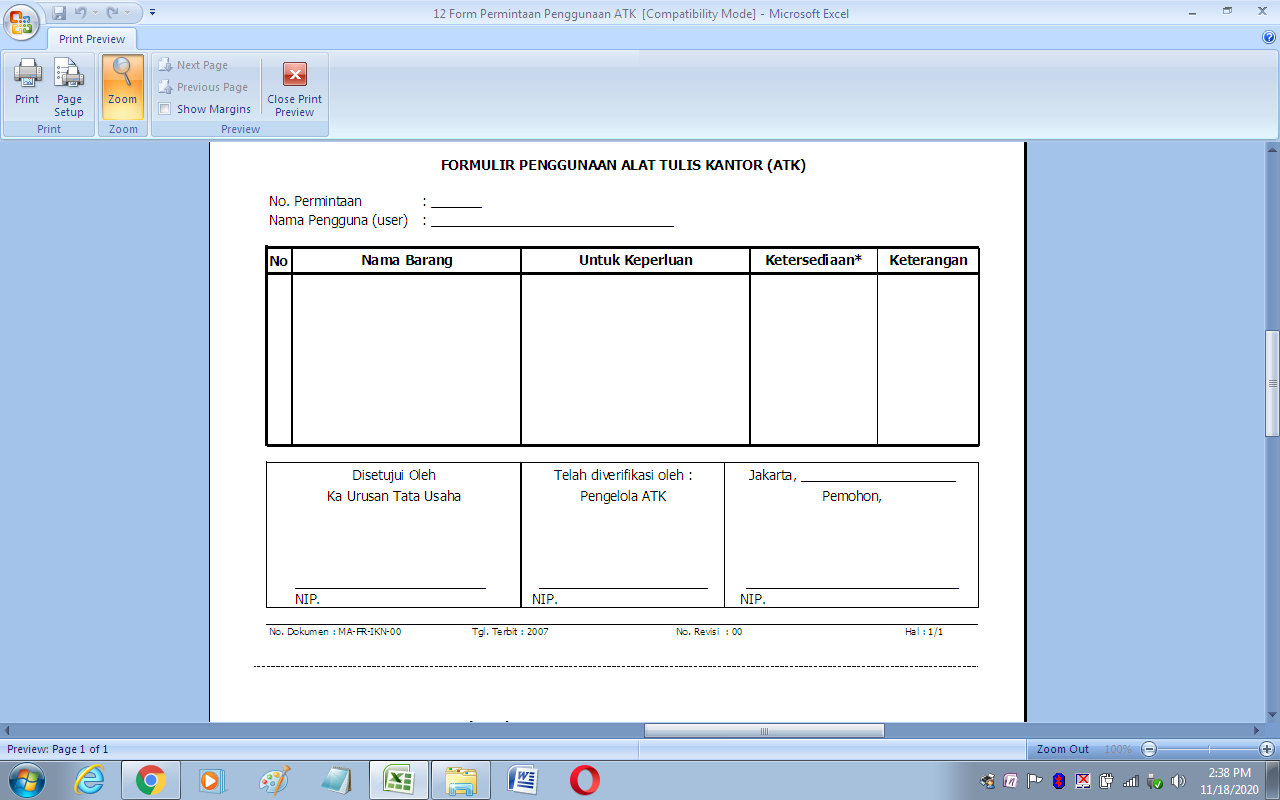 Detail Contoh Formulir Kantor Nomer 15