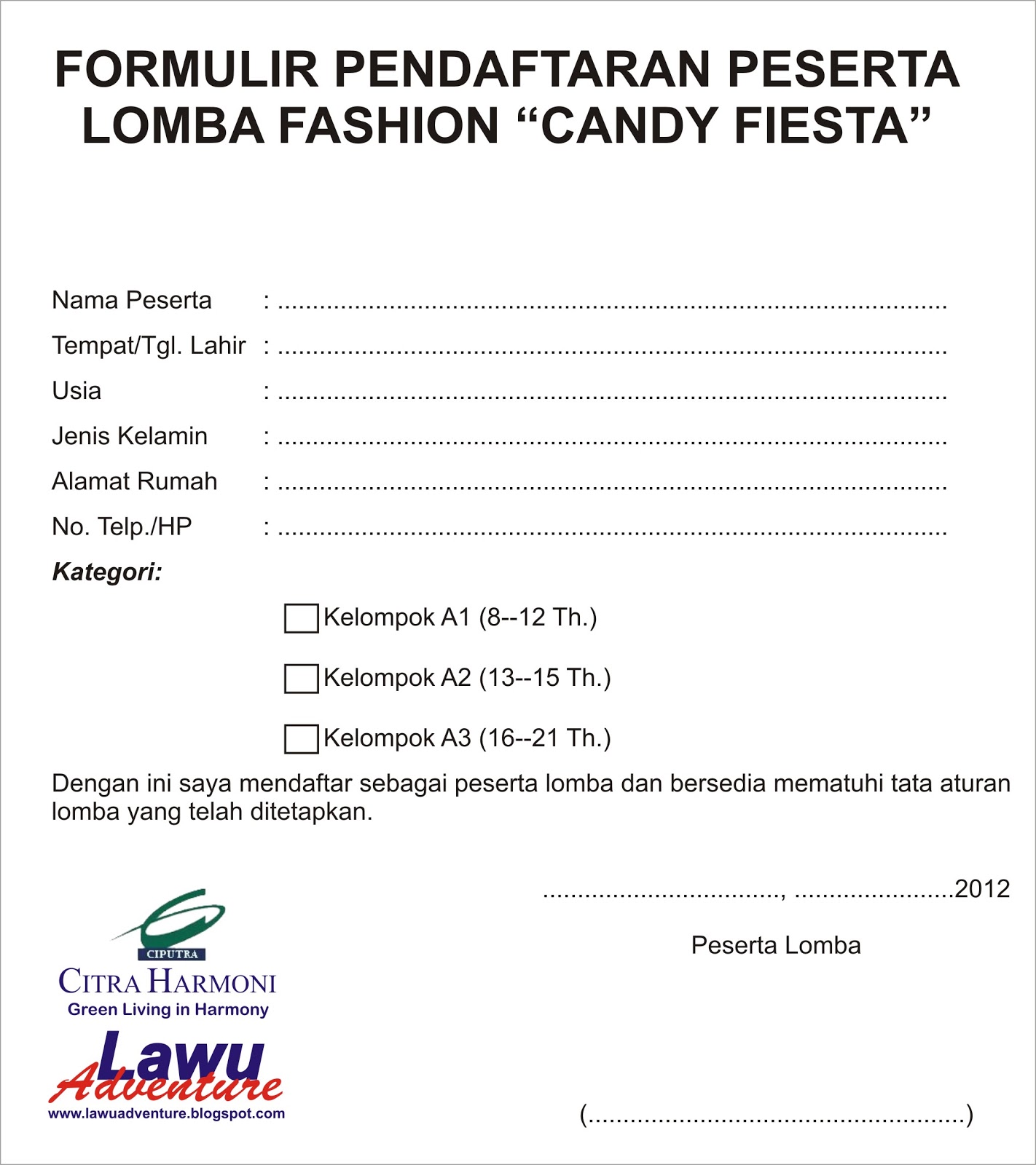 Detail Contoh Formulir Lomba Nomer 14