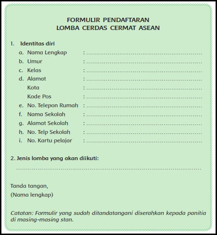 Detail Contoh Formulir Lomba Nomer 15