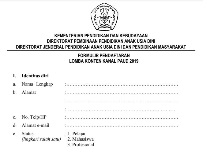 Detail Contoh Formulir Lomba Nomer 20