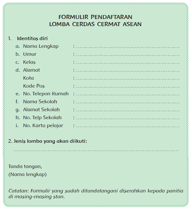 Detail Contoh Formulir Lomba Nomer 5