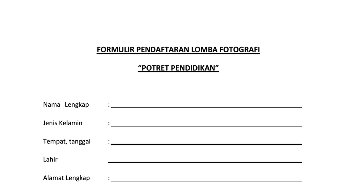 Detail Contoh Formulir Lomba Nomer 44