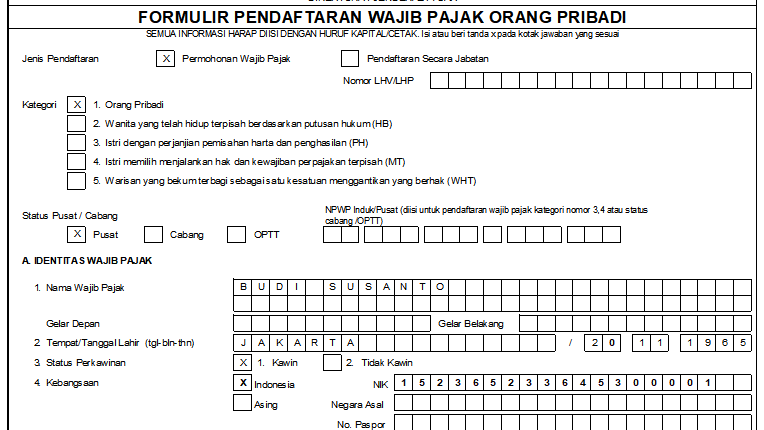 Detail Contoh Formulir Npwp Nomer 17