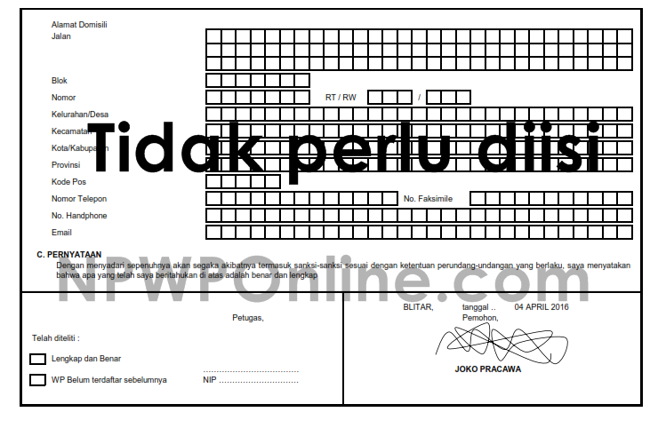 Detail Contoh Formulir Npwp Nomer 24