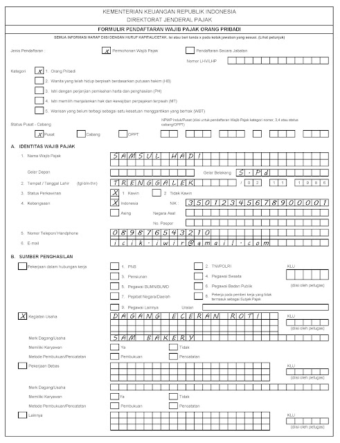 Detail Contoh Formulir Npwp Nomer 27