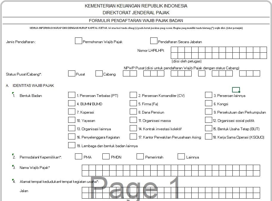 Detail Contoh Formulir Npwp Nomer 28