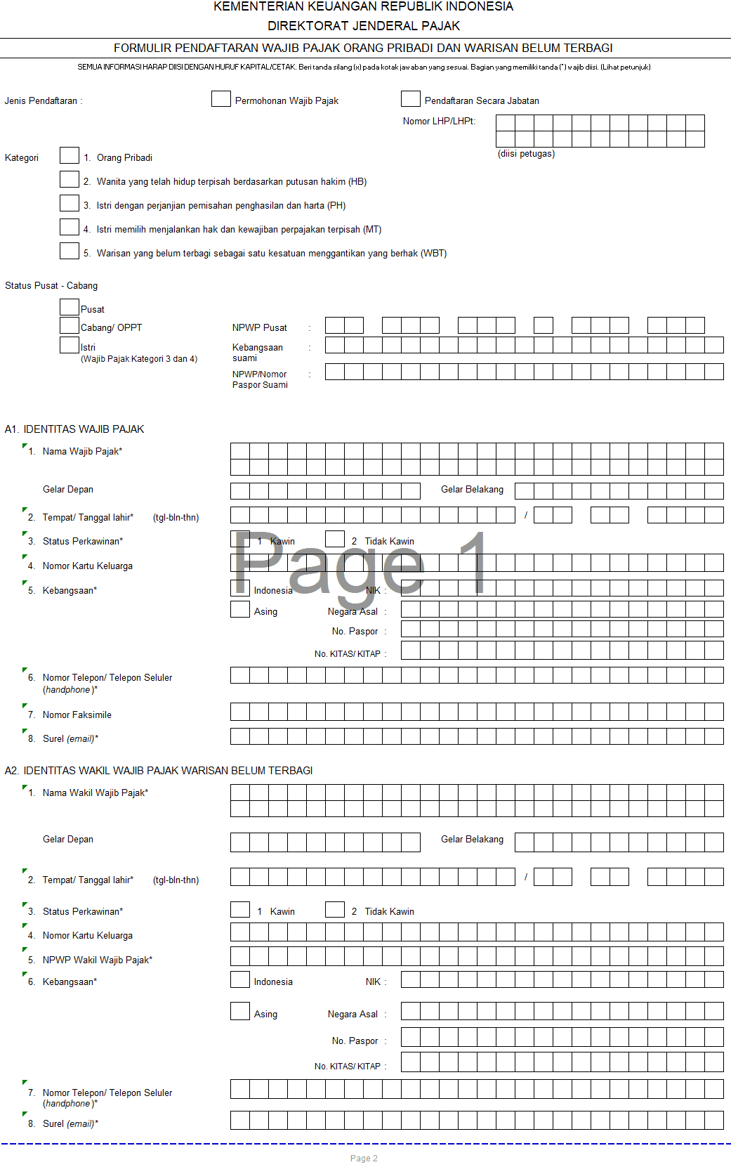 Detail Contoh Formulir Npwp Nomer 4