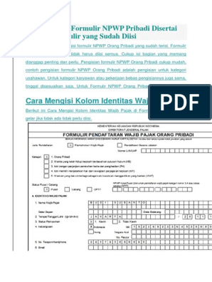 Detail Contoh Formulir Npwp Yang Sudah Diisi Nomer 20